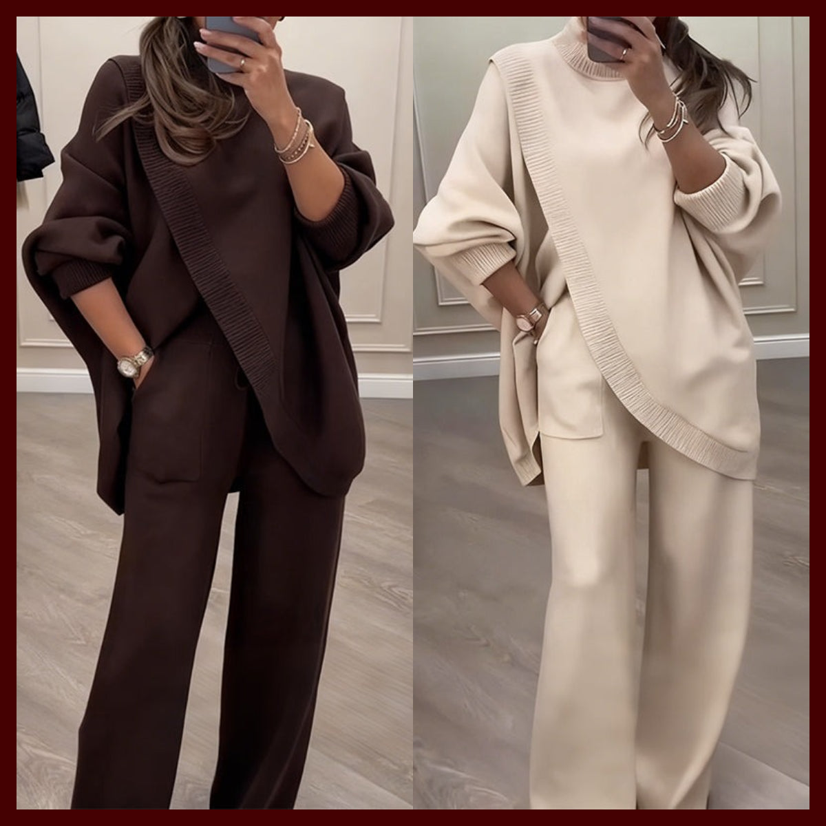 🔥 50% KORTING! NIEUW! Dames 2-Delig Set – Asymmetrische Trui + Wijdpijpbroek, Ruime Pasvorm & Zacht, Supercomfortabel 👚✨ ✅ Gratis verzending