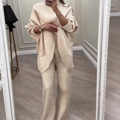 🔥 50% KORTING! NIEUW! Dames 2-Delig Set – Asymmetrische Trui + Wijdpijpbroek, Ruime Pasvorm & Zacht, Supercomfortabel 👚✨ ✅ Gratis verzending